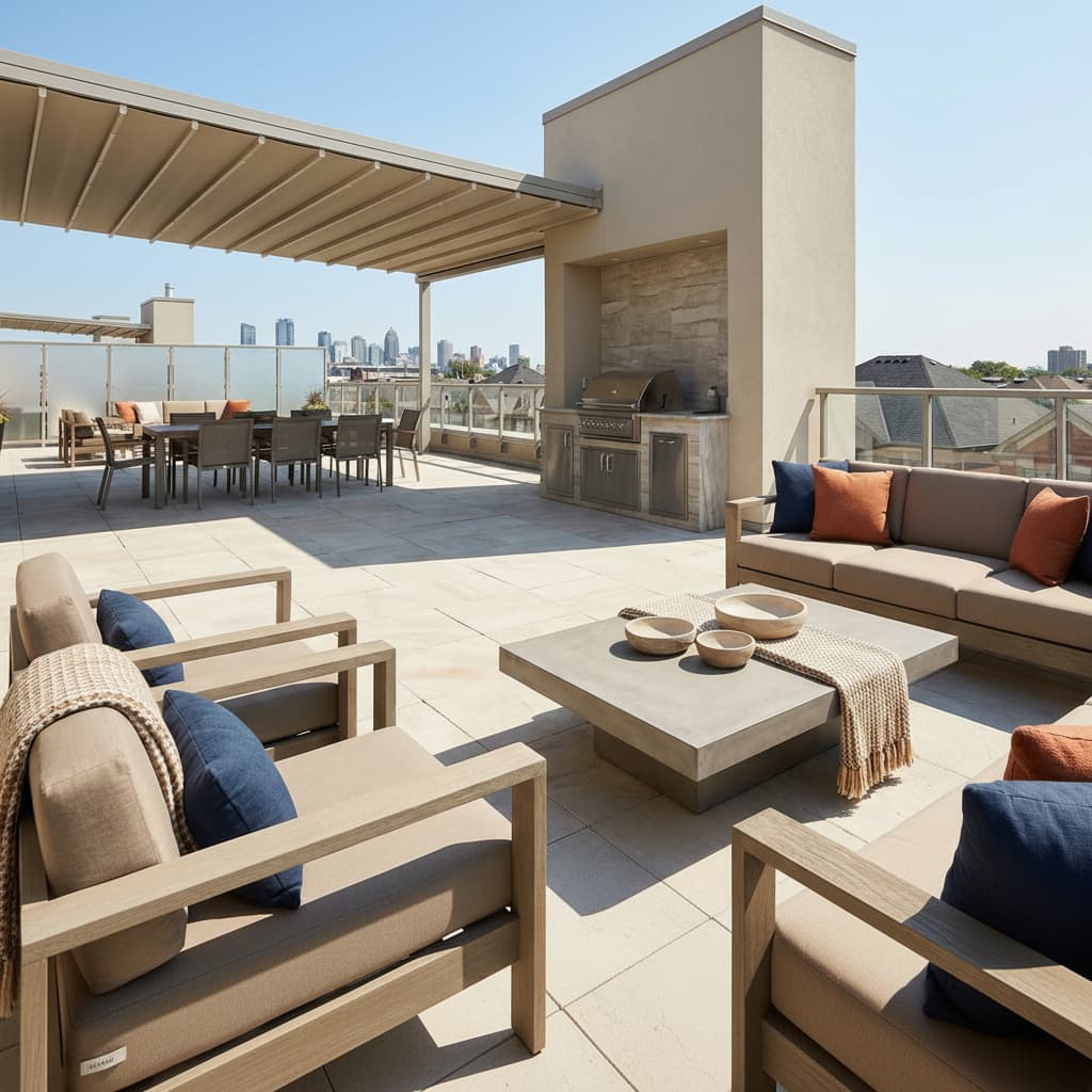 Outdoor rooftop patio